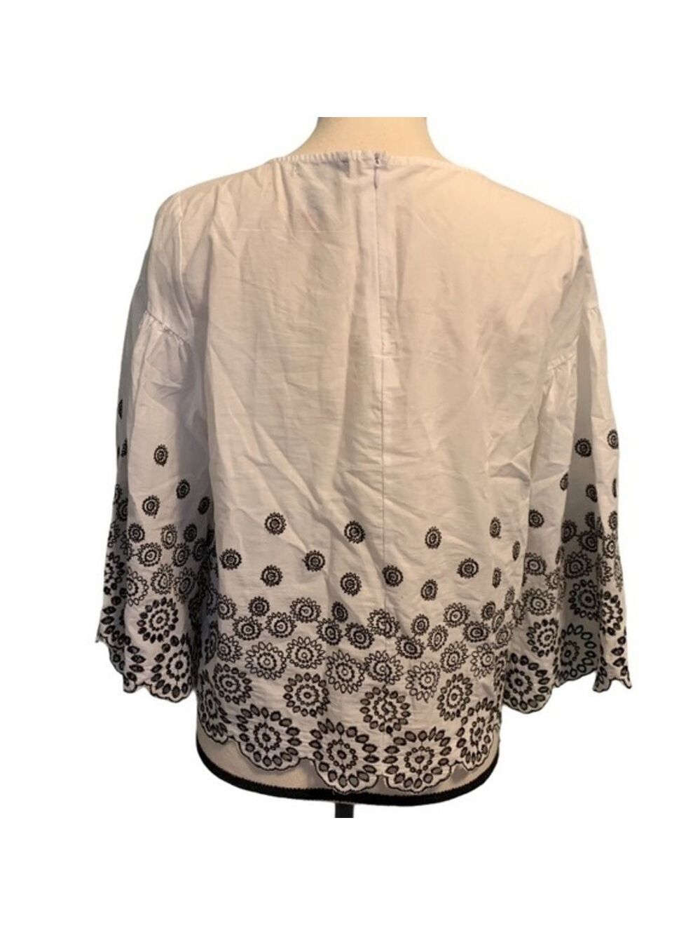 Neiman Marcus Cotton Bell Sleeve Blouse - Picture 3 of 4
